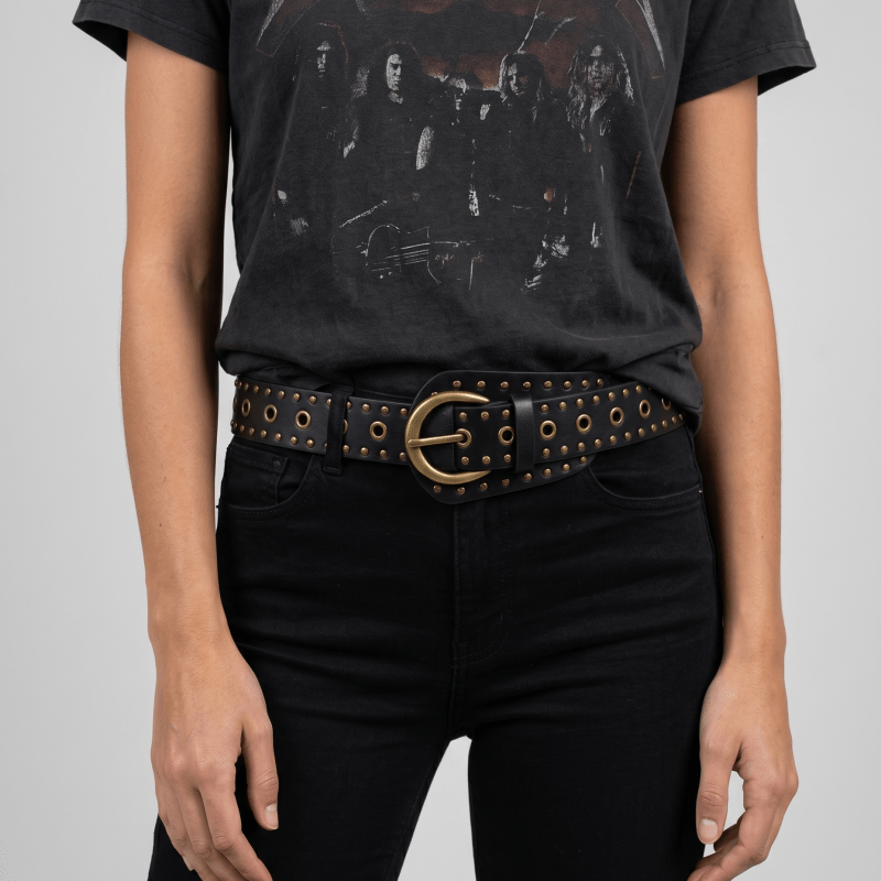 Cinto Faja Negro con Tachas