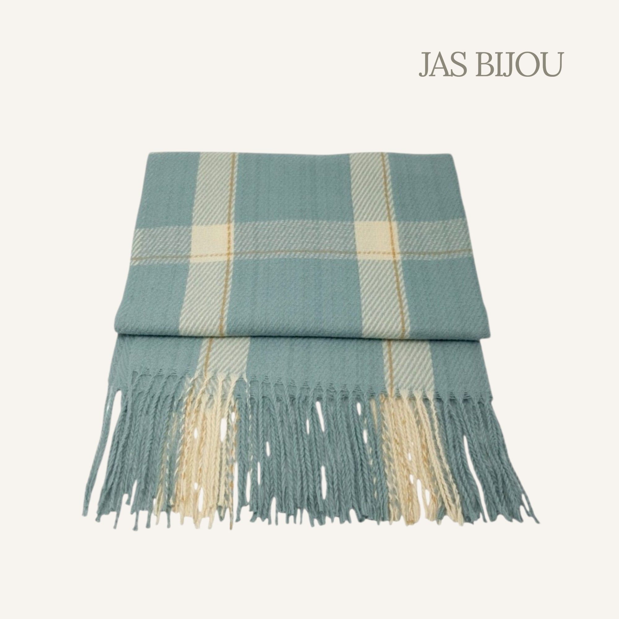 Pashmina Escocesa Blanco y Verde - Imagen 2